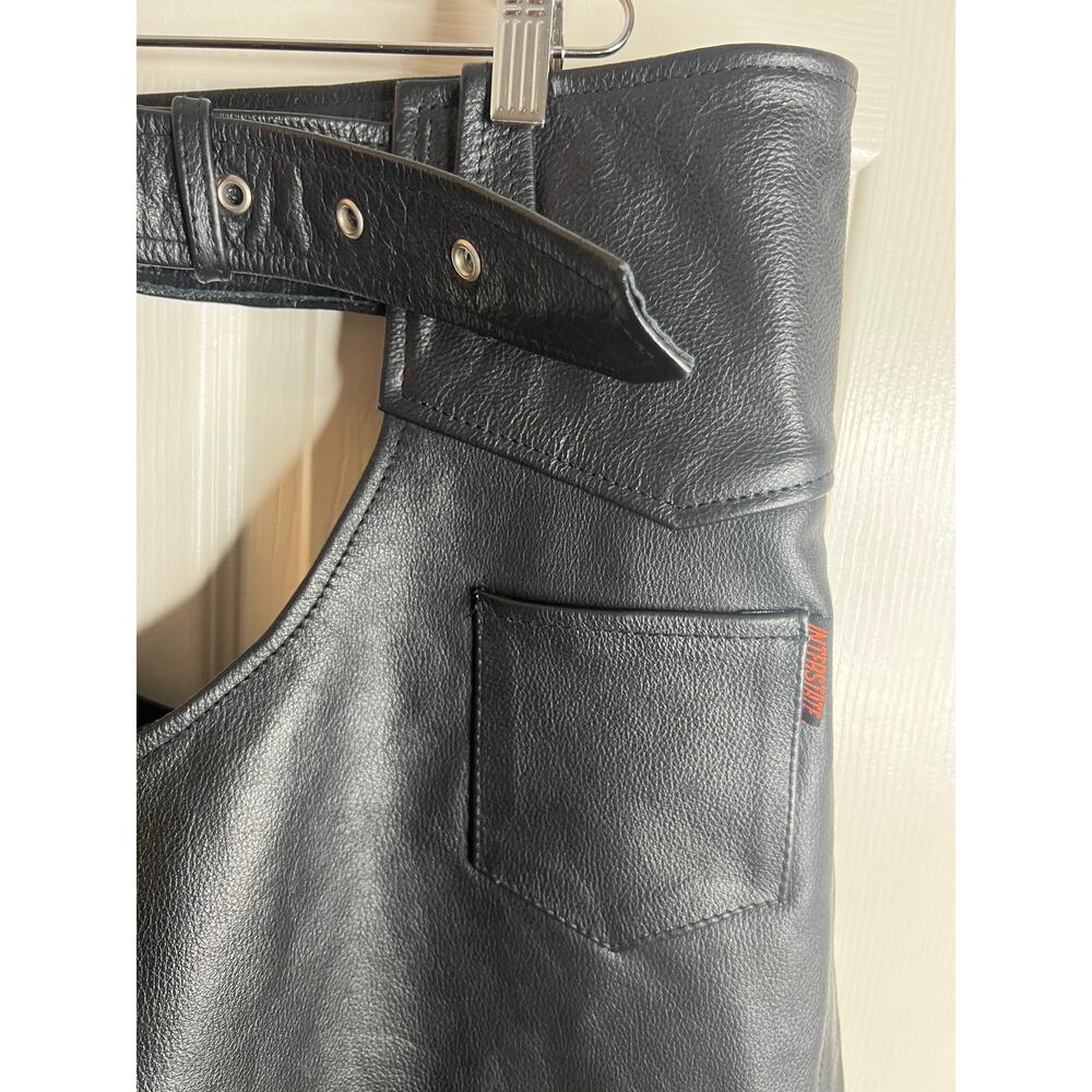 Interstate Leather Motorcycle Chaps Unisex Black ~ Size 4XL - Picture 3 of 11